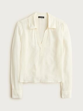 J. Crew Cream V-Neck Long Sleeve Blouse